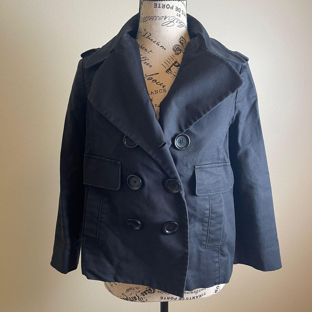 MICHAEL Michael Kors Black Double Breasted Peplum Trench Jacket Coat Womens XS‎